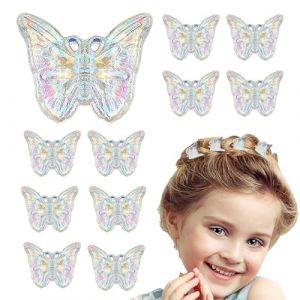 Tioheam Pinces à cheveux papillon pour cheveux,pinces à cheveux papillon pour filles,Pinces papillon 12 pièces épingles à cheveux papillon | Pinces papillon argentées et blanches, pince à cheveux (Jeppn, neuf)