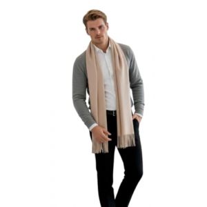 LA Ferani &Eacute;charpe en cachemire pour homme automne hiver fine 185x65 &eacute;charpe en cachemire style d&eacute;contract&eacute; &eacute;charpe en laine couleur unie &eacute;charpe pour homme, beige, 200x70 (LA FERANI, neuf)