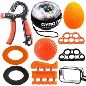 Musculation Main Kit, hand grip musculation, Hand Gripper Exerciseur de Main &agrave; R&eacute;sistance R&eacute;glable, Handgrip Antistress Balls, Gyro Wrist Ball, Entra&icirc;neur Doigts pour athl&egrave;tes et Musiciens HSK02 (EASJOY EU, neuf)
