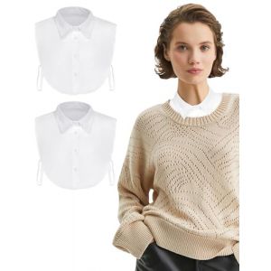 MELLIEX Faux Col D&eacute;tachable, &Eacute;l&eacute;gant Faux Col Chemise Dickey de Chemisier Faux Collier Classique Con&ccedil;u, Blanc & Blanc (Becellen, neuf)