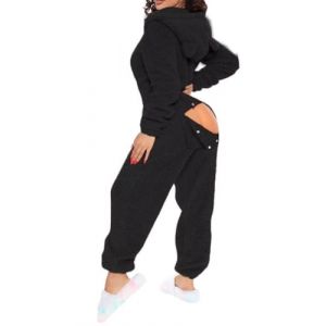 MANGGUO Combinaison sexy en polaire pour femme avec capuche et oreilles, combinaison pour femme avec rabat pour les fesses, pyjama une pi&egrave;ce en peluche (nai qi mao yi, neuf)
