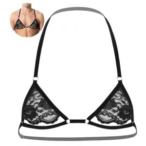 AIEOE Sissy Soutien-gorge en dentelle fine pour homme Transparent Taille S M L XL, Noir , M (QYou, neuf)