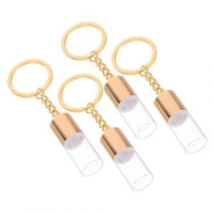 NIYANGLE 4pièces Flacons De Parfum Vides Verre Vintage Porte-clés Mini Bouteille Pendentif Fiole Verre Bouteille De Rangement De Parfum Avec Bouchon à Vis Transparent (Telinei, neuf)