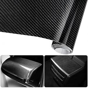 Anpro 6D Film Autocollant Étanche de Voiture Adhésif Vinyle en Fibre de Carbone 3M x 0.3M Imperméable Antiadhésive pour Voiture,Ordinateur,Coque de Smartphone,Moto,Véhicule-Noir (LAUSERI, neuf)