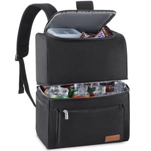 Lifewit Sac a Dos Isotherme 21L(30 Cannettes), Grand Sac à Dos Isotherme Repas Adulte, Glaciere Souple Étanche à Deux Étages Portable, pour Pique-Nique/Plage/Barbecue/Camping, Noir (Lifewit Home FR, neuf)