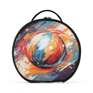 Aquarelle Boule Jaune Art Créativité Trousse Sac Cosmétique Circulaire de Maquillage Pochette Sacs avec Cloisons Amovibles pour Voyage Filles (HULAHULA, neuf)