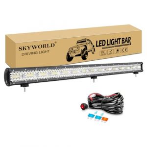 SKYWORLD 8D Barre led 4x4 avec 12v faisceau de c&acirc;blage kit, 107 cm 900W Barre lumineuse led longue portee rampe bar pour Offroad Voiture Camion Tracteur SUV UTE ATV, 6000K feu antibrouillard (SKYWORLD-EU, neuf)
