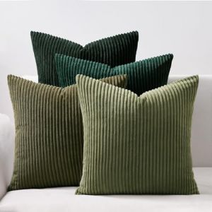 Topfinel Housses de Coussin 60x60 Vert Foncé Décoration Chambre Salon Maison Lot de 4 Housse Coussin Canapé Lit Jardin Déco Aesthetic Scandinave pour Canapé en Velours Côtelé (NoledarEU, neuf)