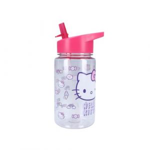 My sweety pop - Gourde fille hello kitty transparente Plastique - Pour enfant - Crèche - Maternelle - Ecole - Vacances - Repas - 12 cm – 450 ml - Hydratation - Idée Cadeau (Hello Kitty - Rose) (Mon jouet préféré, neuf)