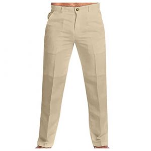Pantalon de costume pour homme - Pantalon formel - Pantalon de costume formel polyvalent - Pantalon de costume long pour fête de mariage - Pantalon de banquet pour bureau, travail, serveur, beige, XL (yulaibaihuo, neuf)