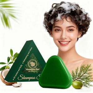Shampoing Solide Nature Triangle,Barre de Shampoing V&eacute;g&eacute;tale pour Femmes et Hommes,Savon Vert Triangle, Nettoyage Doux et Soin Nourrissant,Contr&ocirc;le du S&eacute;bum,Renforce et Lisse les Cheveux Fris&eacute;s (1pc) (Raevior, neuf)