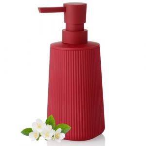 Distributeur Savon Rouge pour Salle de Bain, Rechargeable Distributeur Liquide Vaisselle, Distributeur Savon Cuisine pour Plan de Travail (Rouge, Liquide) (AJEUNGAIN, neuf)