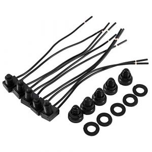 Interrupteur &agrave; bouton-poussoir, 5Pcs 12V Interrupteur marche-arr&ecirc;t &agrave; bouton-poussoir &eacute;tanche Interrupteur unipolaire avec fils de 4 " (Sinoor, neuf)