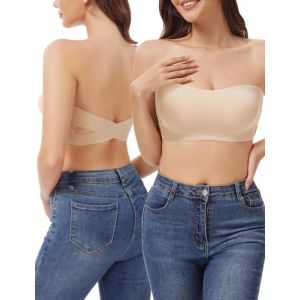 MELLIEX Soutien Gorge Bandeau sans Bretelles, Soutien Gorge Bandeau sans Bretelles Brassi&egrave;re sans Couture Tube Top avec Coussinet Amovible (YWB, neuf)