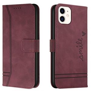 Lihondar Coque pour iPhone 11, Protection Portefeuille Etui &agrave; Rabat Housse Premium en Cuir PU avec Antichoc TPU Fermoir Magn&eacute;tique Flip Pochette Housse pour iPhone 11 (6,1 Pouces) (Rouge) (LiHondar, neuf)