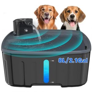 Kittyspout Fontaine a Eau pour Chien sans Fil, 8L Fontaine Chat/Grand Chien avec Détecteur de Mouvement, Fontaine pour Chiens avec Batterie 5000mAh, avec Pompe Silencieuse et Filtre à Charbon Actif (yamile, neuf)