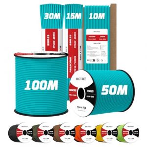 Brotree 4mm Paracorde 550 7 Brins Corde en Nylon 10M Type III Corde Parachute pour Survie, Extérieur, Bricolage - 250kg Charge de Rupture (Turquoise) (Brotree EU, neuf)