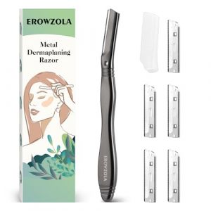 EROWZOLA Outil de dermaplaning pour le visage et les sourcils pour homme et femme - Rasoir Dermaplane - Rasoir Peach Fuzz Exfoliation Remover - Tondeuse à sourcils avec 6 lames de recharge (noir) (Fijntek, neuf)