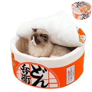 ZHUIYIWIN Lit Niche pour, Niche pour Chat pour avec Coussin Amovible Lavable rembourré, Lit apaisant pour Chat Petit Chien (Orange, L) (HFzhiyihui, neuf)