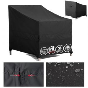 F&J Outdoors Housses pour chaises de Jardin Housse de Fauteuil Adirondack, imperm&eacute;ables, avec Cordon de Serrage, pour Meubles d'ext&eacute;rieur, Housses de Chaise en rotin, Noir, 89x99x66/91cm (F&J LLC, neuf)