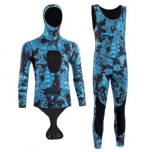 lopituwe Combinaison de chasse sous-marine avec poignets en cuir lisse - Empêche le remplissage d'eau Combinaison de surf en caoutchouc pour maillot de bain en eau froide, 3MM Bleu Corail, L (sleeve, neuf)