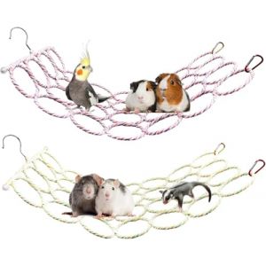 Lot de 2 Jouets Suspendus pour Petits Animaux – Filet à Corde pour Rats, Échelle Suspendue pour Oiseaux, Pont d’Escalade pour Perruches, Perroquets, Hamsters, Octodons, et Petits Animaux en Cage (Sui Nan, neuf)