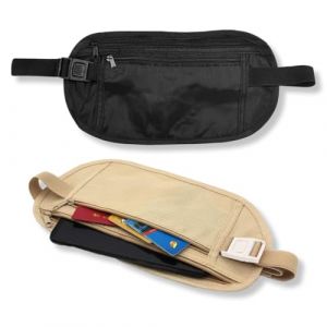 OUDQFCJ 2 Pi&egrave;ces Ceinture de Voyage Antivol, Pochette Secr&egrave;te et Imperm&eacute;able, Sac Banane R&eacute;glable pour Homme et Femme, Pochette Cache-Billets pour Voyage et Sport (Mapico, neuf)