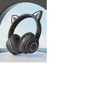 Mignon Chat Bluetooth lumi&egrave;re Casque sans Fil Bluetooth &eacute;couteur avec HD Micro HiFi st&eacute;r&eacute;o Musique Gamer Casques Cadeaux pour Les Enfants pour Smartphone/iPad/Tablette/Ecole (Noir) (KeeroZen, neuf)