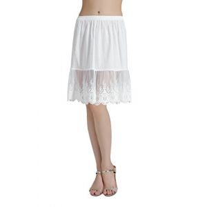 BEAUTELICATE Femme Jupon en Coton avec Dentelle Lingerie sous-Jupe sous-Robe Ivoire Noir Court Mi-Long Petticoat pour Marige Fille (Noir - 60cm Longueur,L) (BEAUTELICATE-FR, neuf)