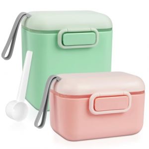 Aolso Doseur De Lait, 2PCS 800ML+400ML Distributeur De Lait En Poudre Portable, R&eacute;cipient de Poudre de Formule Bo&icirc;te de Stockage, Boite Lait Poudre, Bo&icirc;te de Conservation Lait (Vert-Rose) (YIJIABAI, neuf)