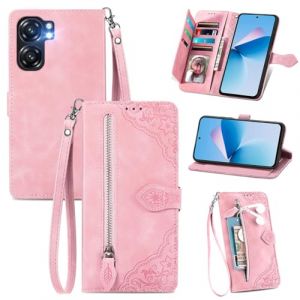 MOJIA Coque Porte Monnaie pour Oukitel C58 Pro/Oukitel C58, Etui Portefeuille en Cuir PU avec Cover en TPU, Etui Multifonctionnel Porte-Cartes avec Dragonne. Rose (Shangnai, neuf)