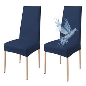 Poligino Housse de Chaise 2 pièces Imperméables, Housse de Chaise Salle à Manger, Housse Chaise Extensible, Universel, Facile à Installer, Facile à Nettoyer (Bleu,2 pièces) (WANGHOUYUYU, neuf)
