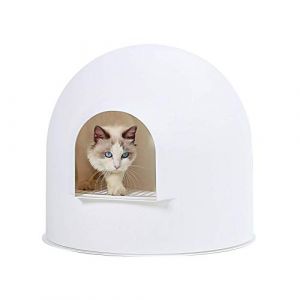 pidan Igloo Bac à litière pour chat en forme de dôme Extra large Boîte à litière igloo résistante aux chiens avec design minimaliste moderne et design à pois Rouge (GLOET-EU, neuf)