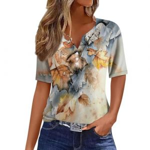 Tee Shirt Femme, Chemisier Femme Chic Et éLéGant Manches Courtes Sexy ÉTé Grande Taille DéContractéE Chemisier Femme Haut Femme Chic Et Elegant Blouse Femme Vetement Femme(B Kaki,XXL) (LOAMD, neuf)