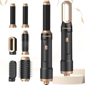 Atopskins Air Styler Air Brush 6 en 1 Seche Cheveux Set, Brosse Chauffante Brushing et 1000W SèChe-Cheveux, Boucleur a Air, Brosse Lissante Chauffante, Thermal Brush, Brosse Coiffante (Atopskins Pro Beuaty, neuf)