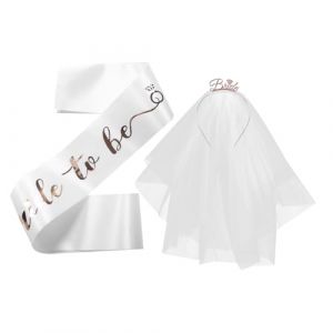 BESTYASH Écharpe à Thème Pour Enterrement De Vie De Jeune Fille Bandeau De Mariée Ensemble Écharpes Pour Enterrement De Vie De Jeune Fille Voile Et Accessoires Pour Future Mariée (Feast of Yan, neuf)