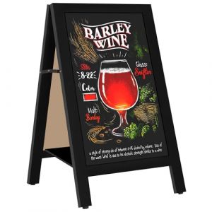 VAIIGO Tableau à craie - Cadre A - 45 x 85 cm - Tableau à craie magnétique avec bois et disque central et butoir - Tableau publicitaire pour l'extérieur : restaurant, café et marchés - Noir (WIIGO, neuf)