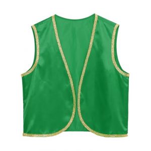 Runhomal Homme D&eacute;guisement Prince Arabe Gilet Haut Costume Prince Roi Party Cosplay Carnaval S-4XL Vert L (Runhomal EU, neuf)