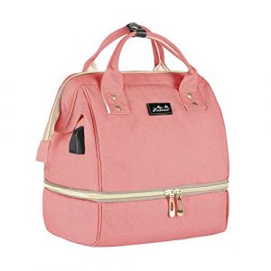 Viedouce Sac à Dos à Langer Isotherme, Sac à Dos Voyage pour Tire-lait, Sac de Repas Isotherme, Petit Sacs de Pique-nique, Imperméable Compact Oxford Sacs à Couche Bebe (Rose,8L) (SIENZO, neuf)