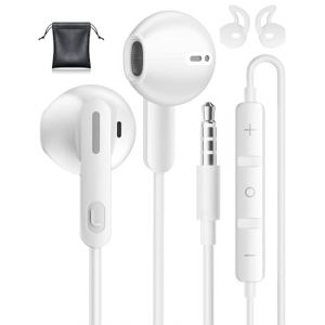 Ecouteurs Filaire, 3.5mm Intra écouteurs avec Microphone HD pour Samsung, Anti-Bruit Casque, Deep Bass écouteur Jack 3,5mm pour iPhone, Samsung, Huawei, Sony, Xiaomi, Oppo, Ordinateur (Hong Fei-FR, neuf)