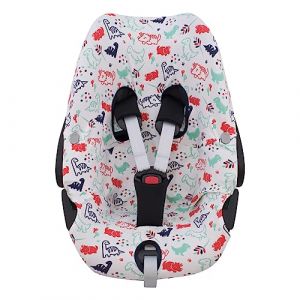 JYOKO KIDS Housse pour siège auto bébé en coton compatible avec Maxi COSI Pebble 360 Y FamilyFix 360 (Dino Party) (JYOKO, neuf)