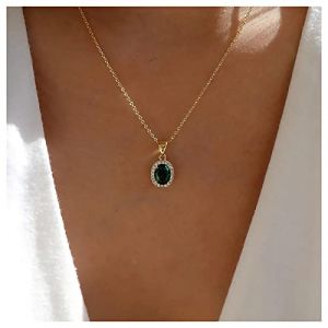 Inilbran Collier Boho Vert Émeraude Collier Ras De Cou Cristal Vert Collier Ras De Cou Vintage Émeraude Pierres Précieuses Collier Pendentif Émeraude Strass Vintage Bijoux Pour Femmes Et Filles (Inilbran, neuf)