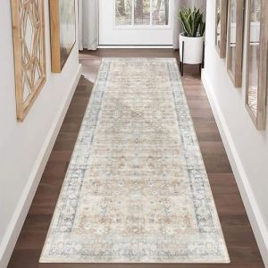 Homcomodar Tapis Couloir Long 65x180cm Tapis Passage Poil Ras Tapis Lavable en Machine Tapis de Cuisine AntidéRapant Tapis D'entrée Descente de Lit Chambre Adulte (Borlans, neuf)