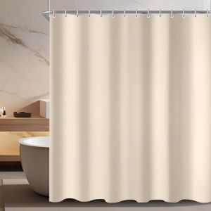 Lerores Rideau de douche, 200 x 150 cm, beige, ourlet lest&eacute;, anti-moisissure, imperm&eacute;able, lavable, en tissu polyester, pour salle de bain, baignoire avec 12 anneaux de rideau de douche (yuan ying MAYY, neuf)