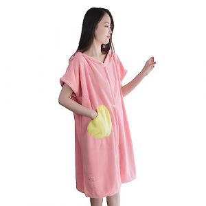 SJTJSPX Peignoir de Bain en Microfibre Serviettes de Bain Serviette de Poncho avec Capuchon Robe de Chambre Femme Fille S&eacute;chage Rapide Peignoir Court Manche Drap de Bain Serviettes Plage Surf (QIQIXINXINZI, neuf)