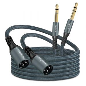 Twozoh Cable XLR Jack 6.35 mm 5M Lot de 2, Tress&eacute; XLR M&acirc;le 3 broches vers 6,35 mm TRS St&eacute;r&eacute;o (Profesional/Hifi) 2 Pi&egrave;ces (twozoh, neuf)
