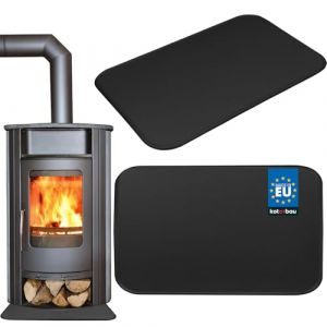 KOTARBAU&reg; Plaque de Sol de Chemin&eacute;e 48 x 80 cm en Acier Rev&ecirc;tu par Pulv&eacute;risation - Noir - Protection Contre les &Eacute;tincelles pour Foyer (KOTARBAU, neuf)