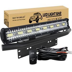 SKYWORLD 8D 59 cm 480W Led Light Barre Rampe Bar avec faisceau de c&acirc;blage et support de plaque d'immatriculation support Pare-chocs Avant Bar pour 4x4 Voiture Camion SUV Hors Route (SKYWORLD-EU, neuf)