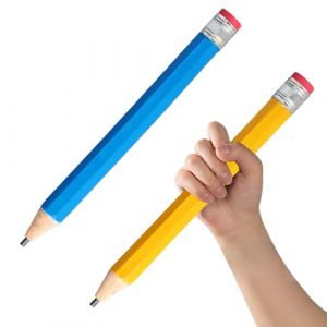 2 Pi&egrave;ces Crayons G&eacute;ants en Bois, 33,5 cm Crayons Surdimensionn&eacute;s avec Capuchon et Gomme, Gros Crayon Dr&ocirc;le Extra &Eacute;norme Crayon Nouveaut&eacute; pour Enfants &Eacute;cole Maison Bureau Cadeaux de F&ecirc;te (Jaune, Bleu) (Xinueru, neuf)
