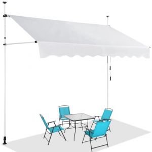 HOMASIS Store à Serrage 150/200/250/300/350/400 cm, Protection Solaire réglable en Hauteur sans perçage, auvent avec manivelle, Store banne Manuel à Bras articulé, pour l'extérieur (Beige, 2.5m) (Homasis, neuf)